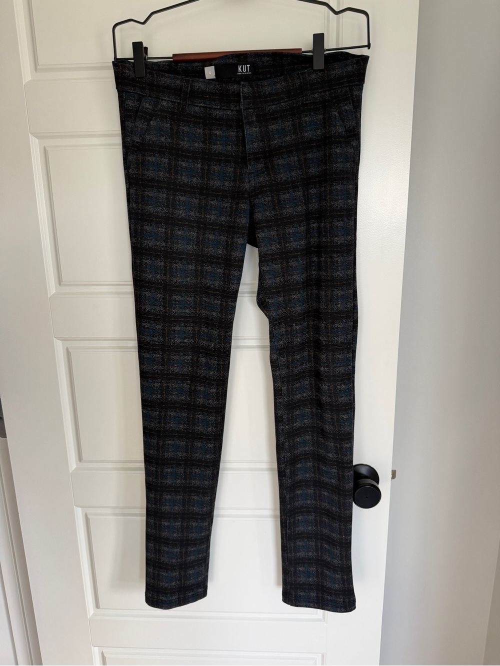 Kut from the Kloth Black and Blue Plaid Skinny Pants